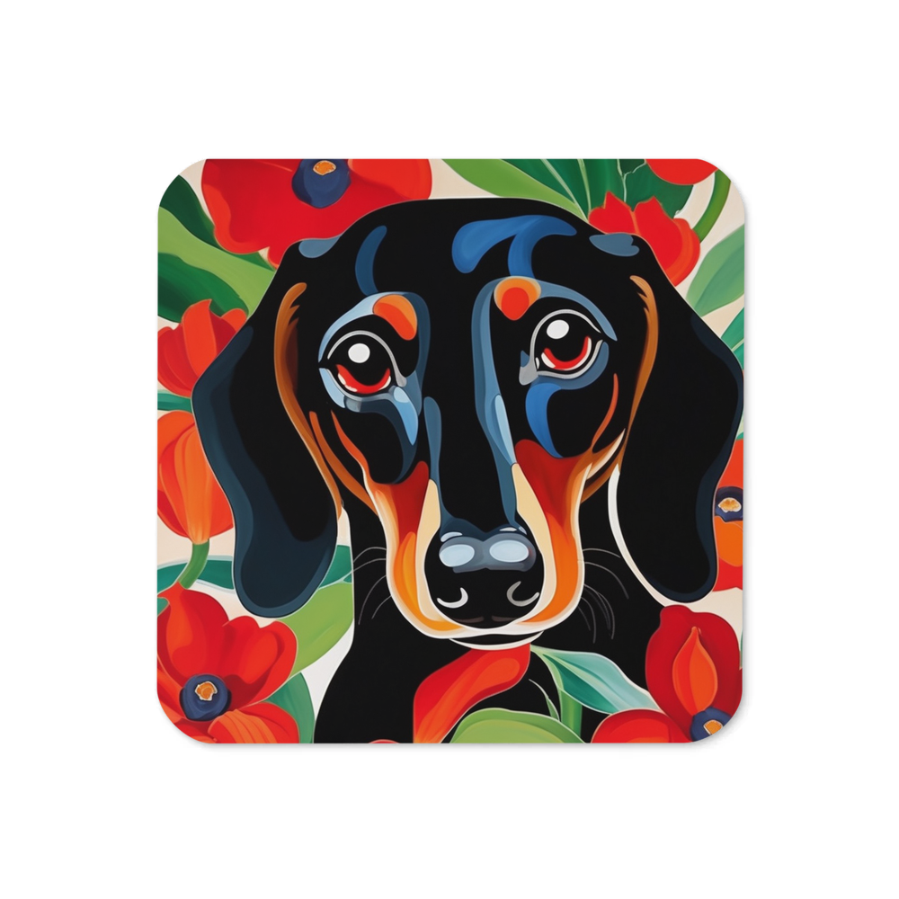 PugMug Custom Black Dachshund Coaster