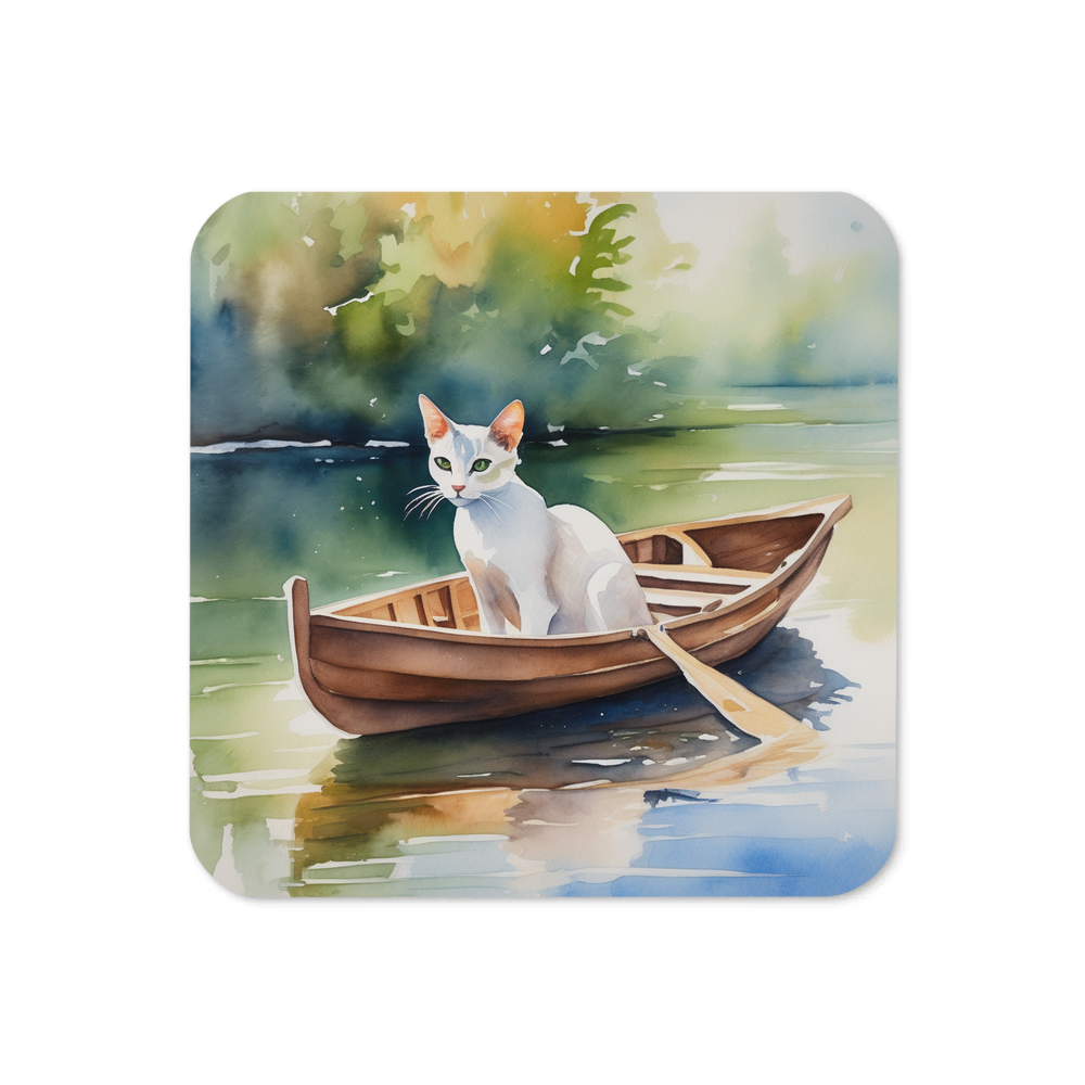 PugMug Custom White Abyssinian Cat Coaster