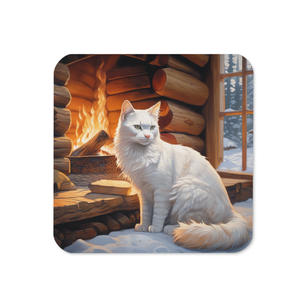 PugMug Custom White Companion Cat Coaster