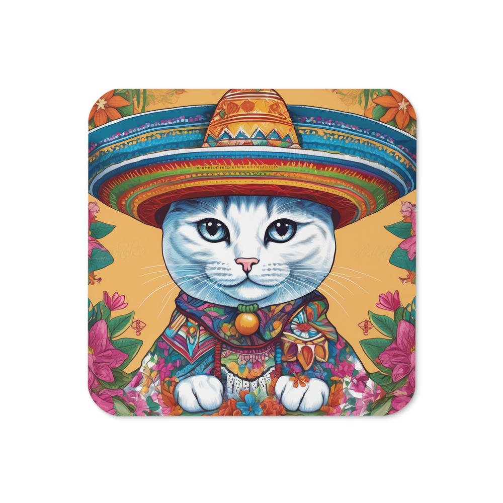 PugMug Custom White Companion Cat Coaster