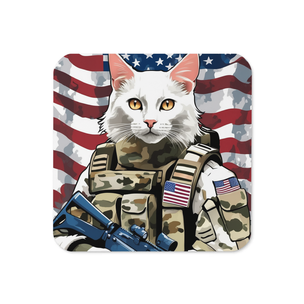 PugMug Custom White Companion Cat Coaster