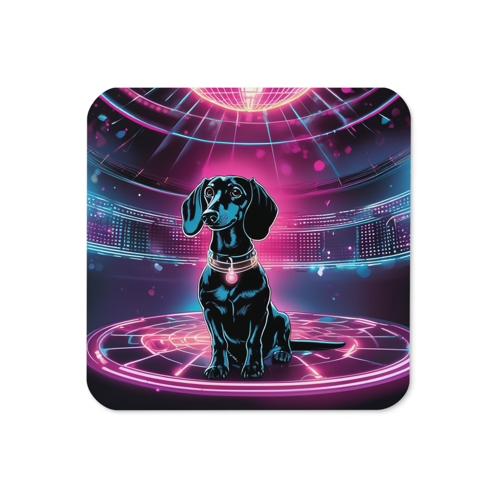 PugMug Custom Black Dachshund Coaster