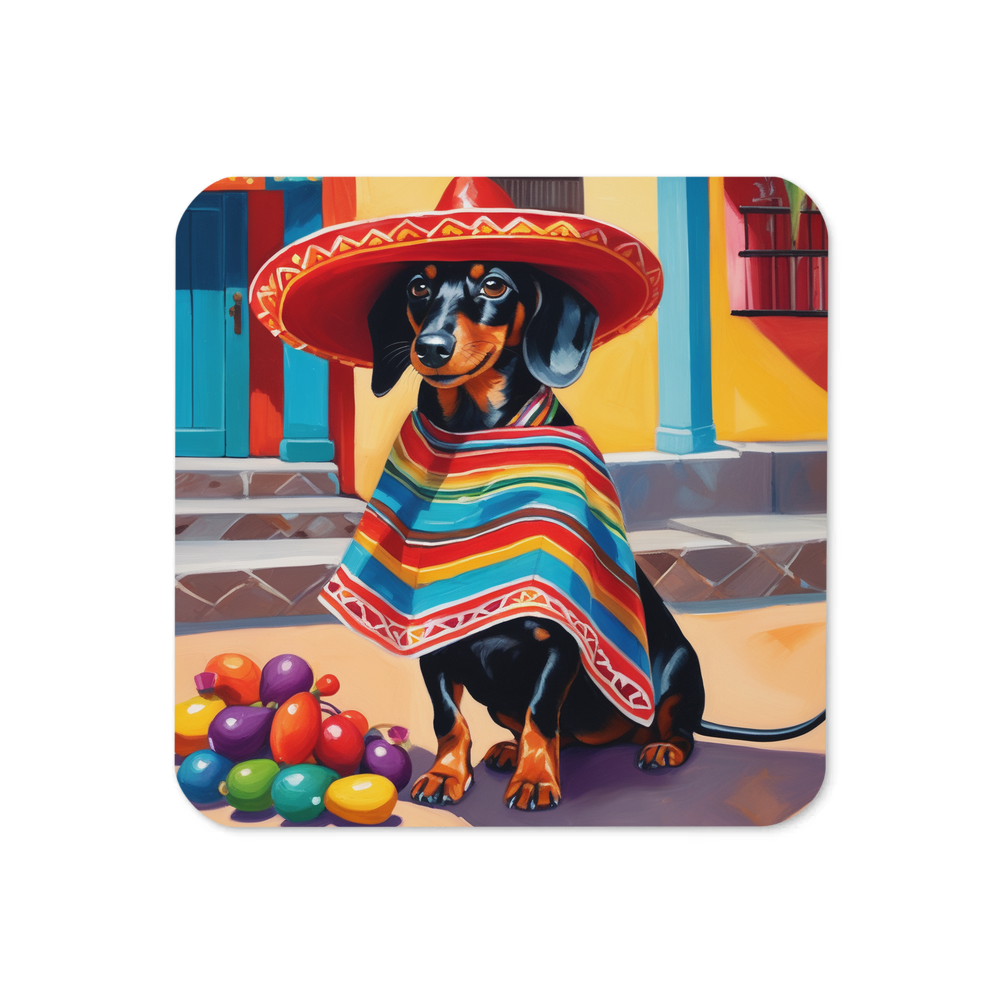 PugMug Custom Black Dachshund Coaster