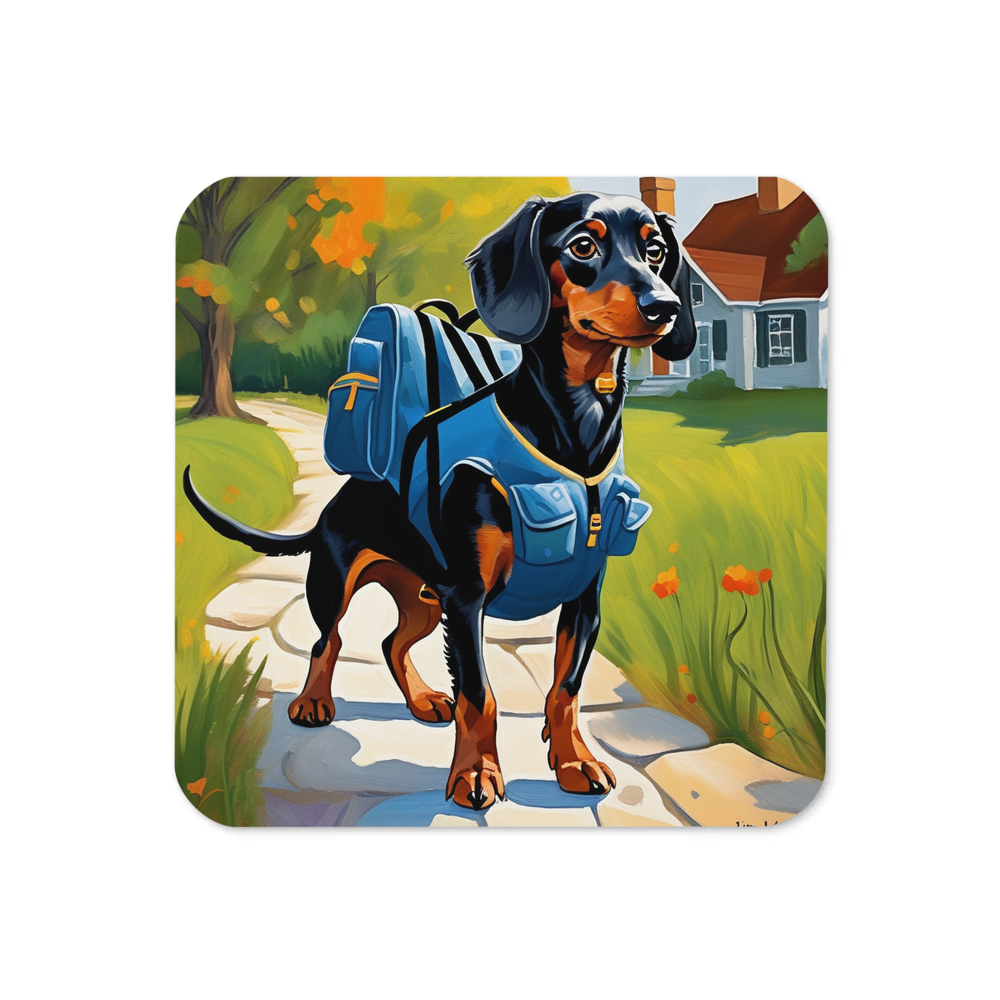 PugMug Custom Black Dachshund Coaster