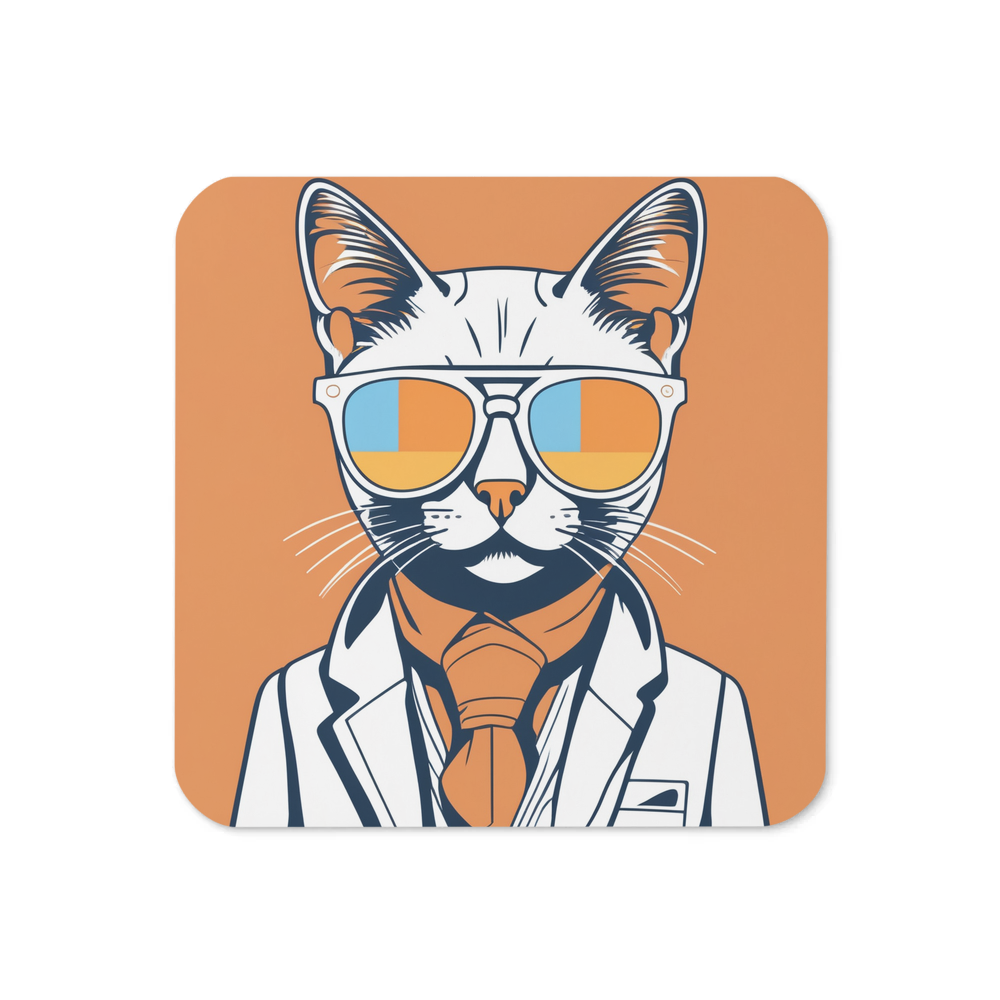 PugMug Custom White Companion Cat Coaster