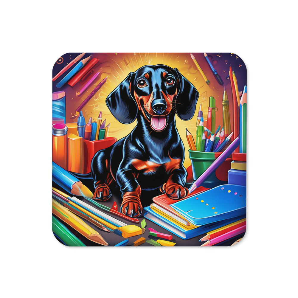 PugMug Custom Black Dachshund Coaster