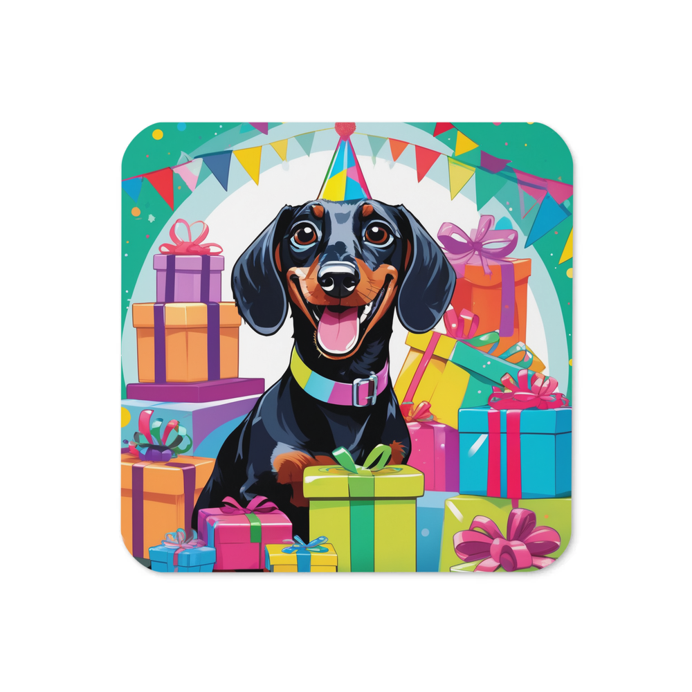 PugMug Custom Black Dachshund Coaster