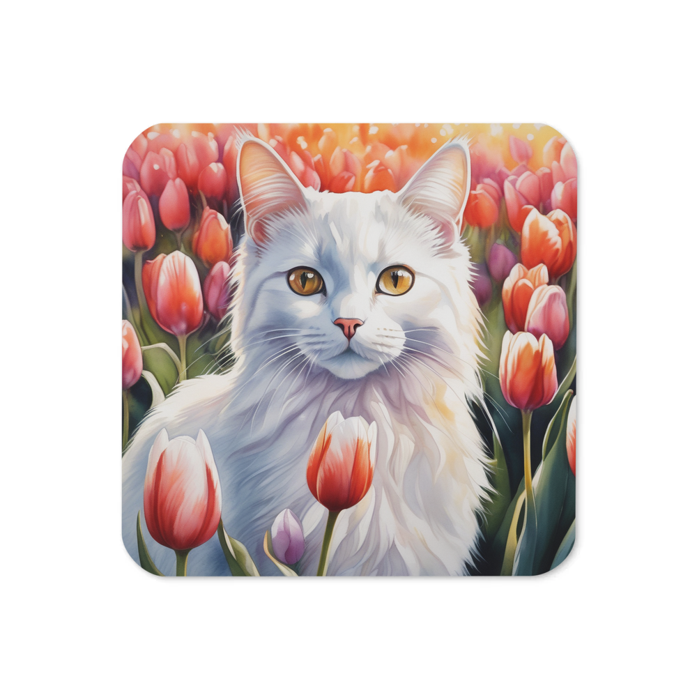PugMug Custom White Companion Cat Coaster