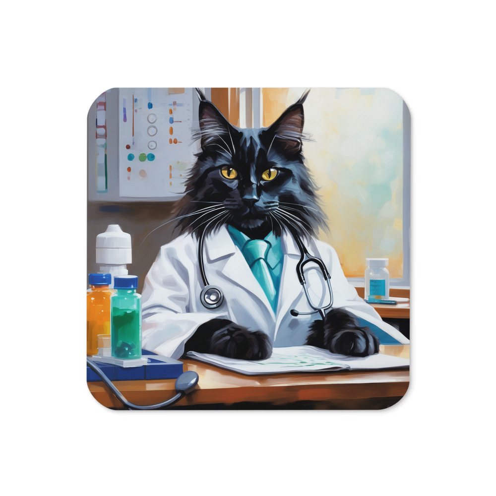 PugMug Custom Black Maine Coon Cat Coaster
