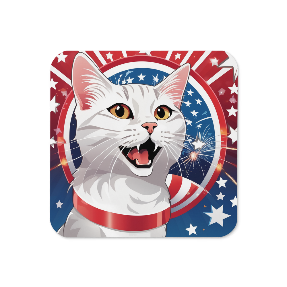 PugMug Custom White Companion Cat Coaster