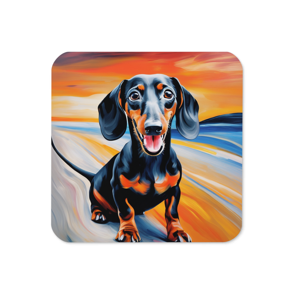 PugMug Custom Black Dachshund Coaster