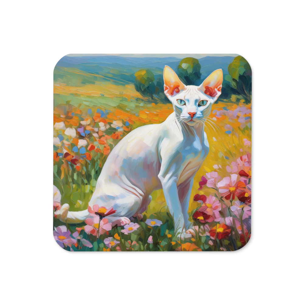 PugMug Custom White Sphynx Cat Coaster
