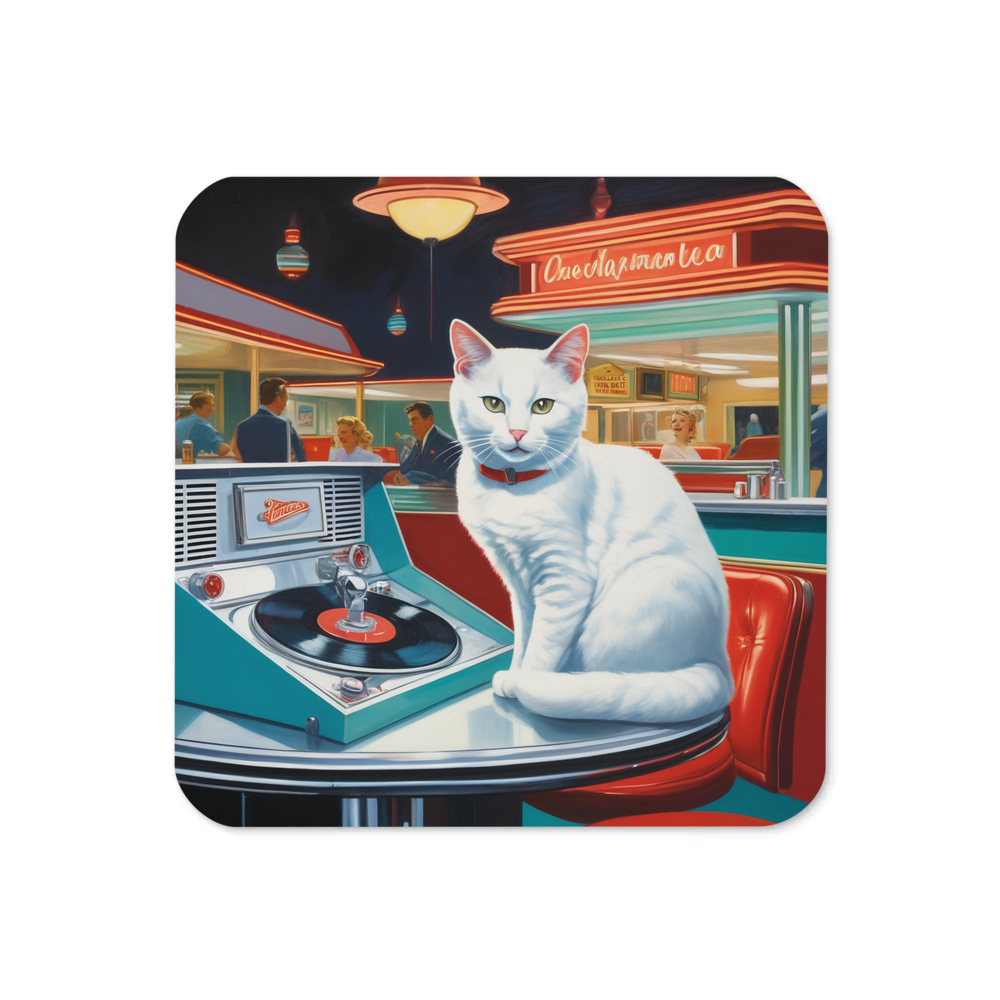 PugMug Custom White Companion Cat Coaster