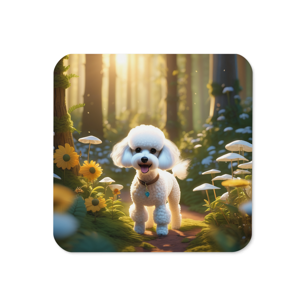 PugMug Custom White Poodle Coaster