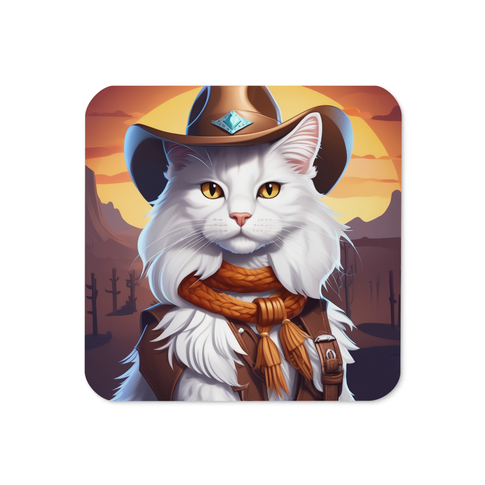 PugMug Custom White Maine Coon Cat Coaster