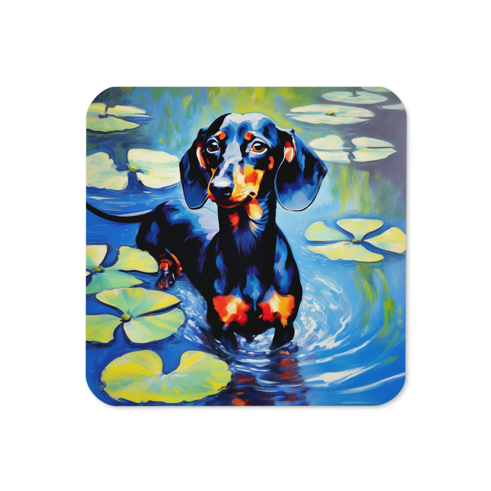 PugMug Custom Black Dachshund Coaster
