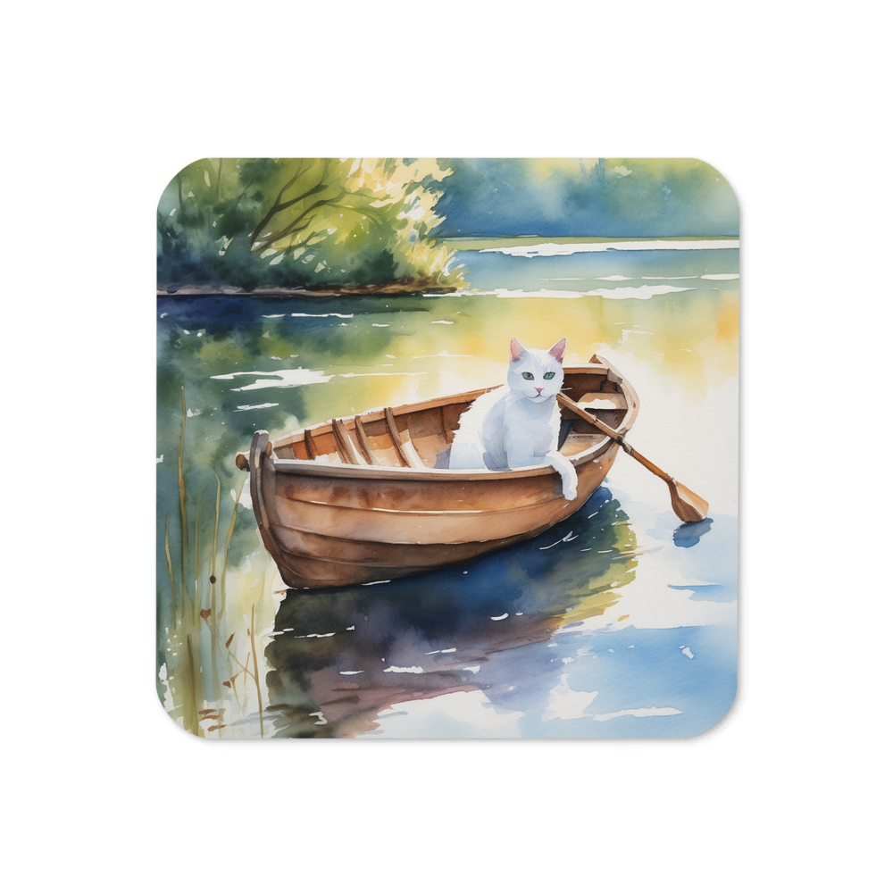 PugMug Custom White Companion Cat Coaster