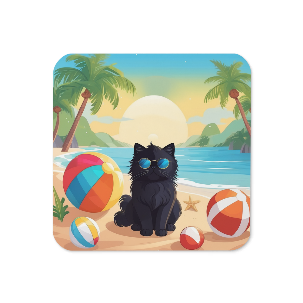 PugMug Custom Black Persian Cat Coaster