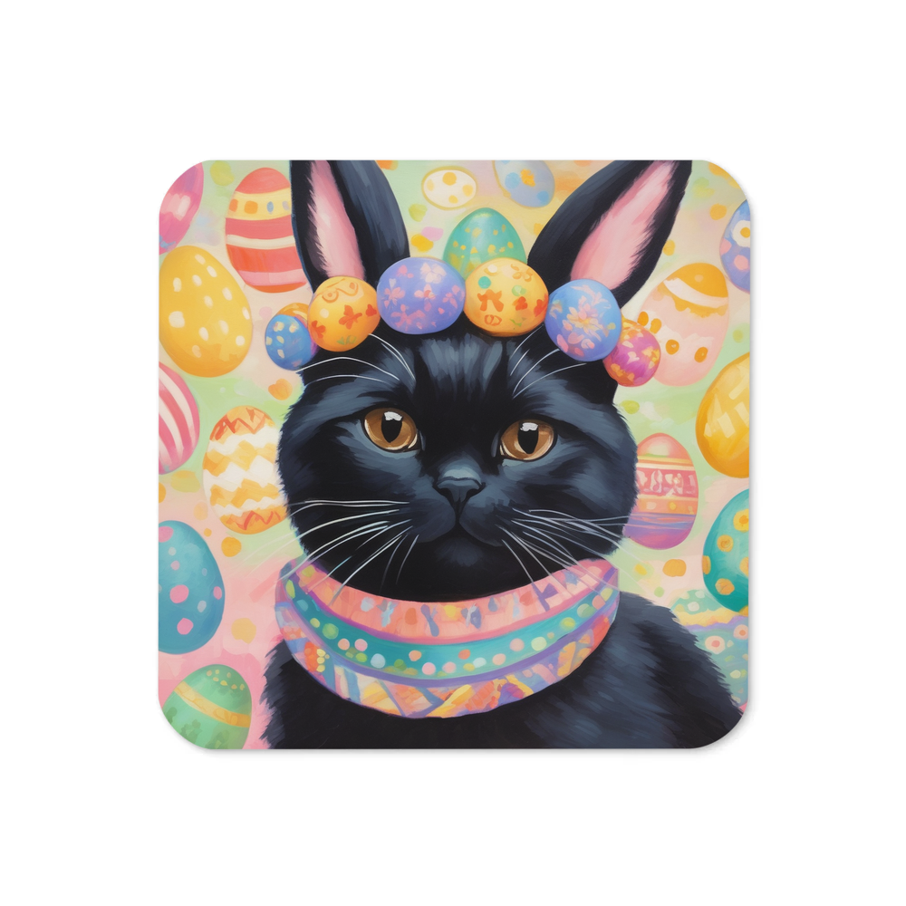 PugMug Custom Black Scottish Fold Cat Coaster