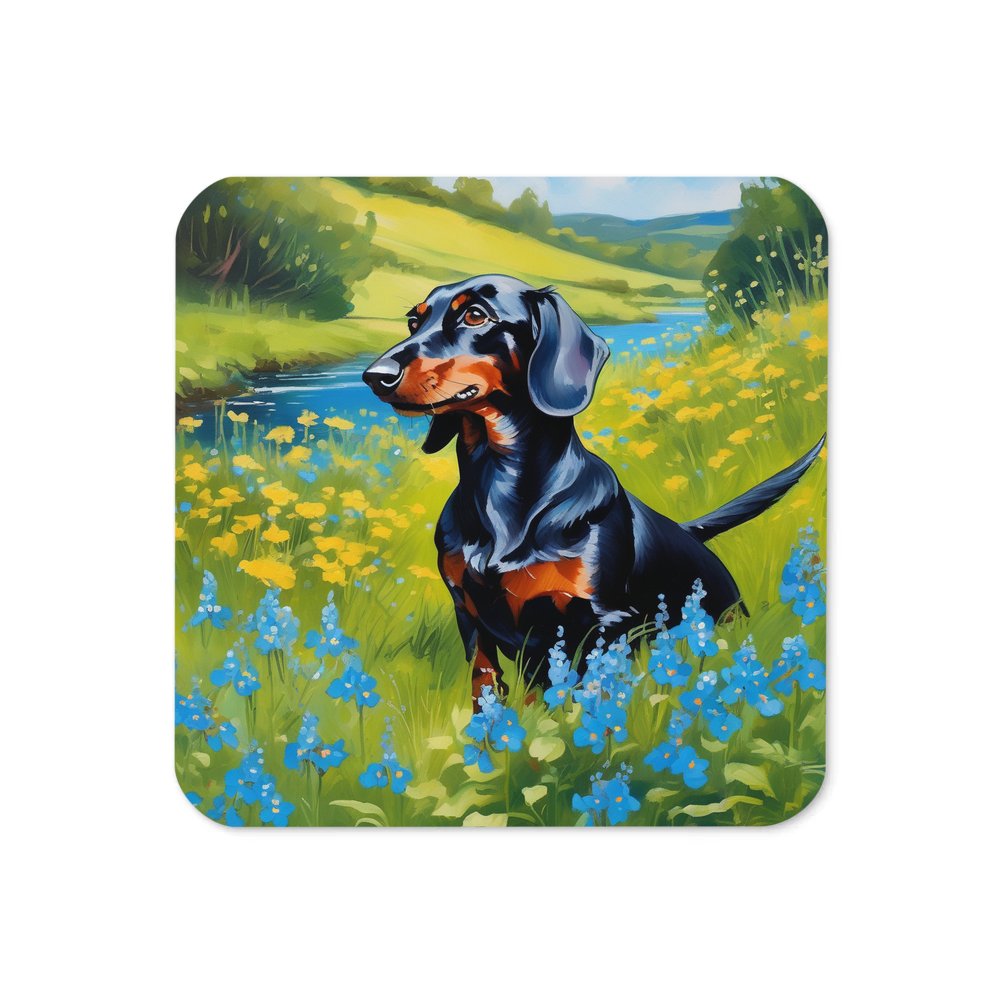 PugMug Custom Black Dachshund Coaster