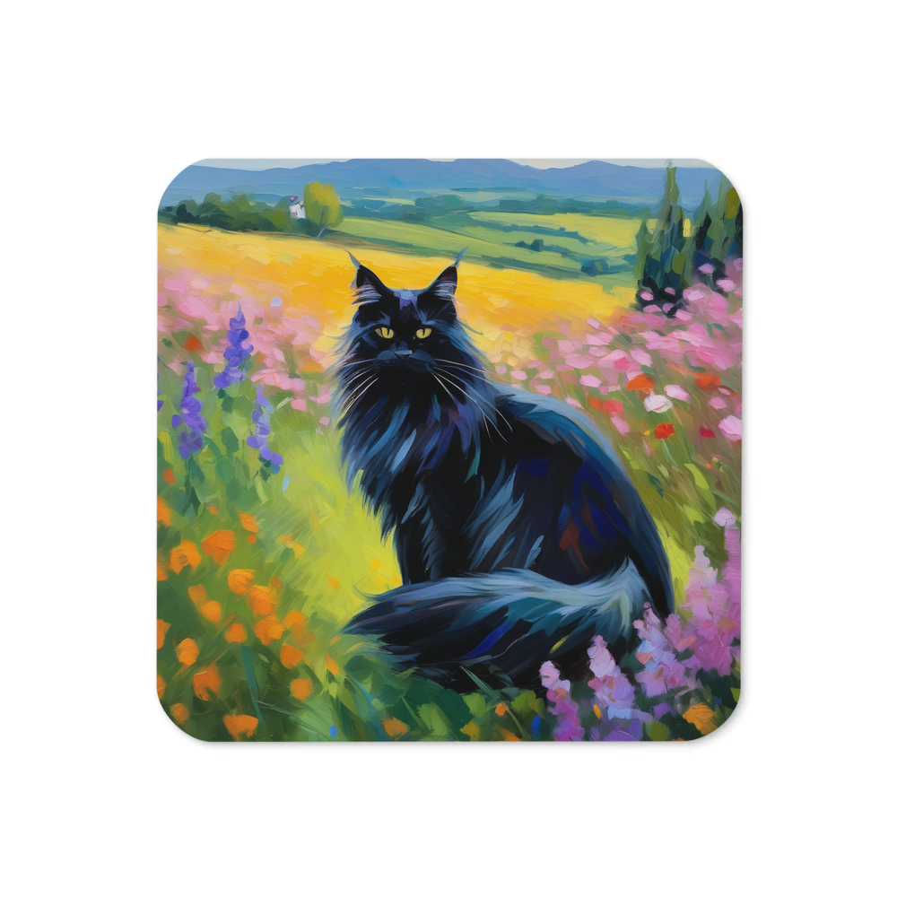 PugMug Custom Black Maine Coon Cat Coaster