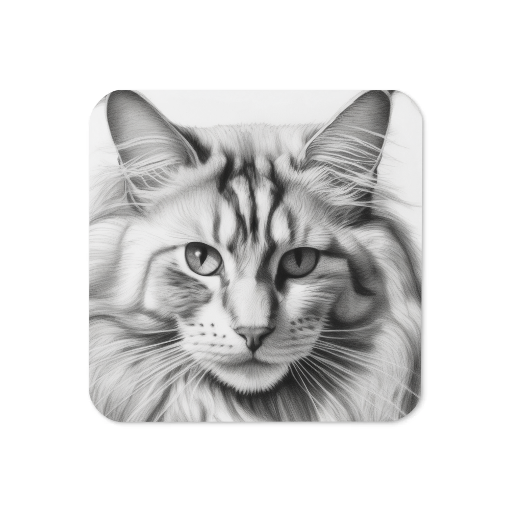 PugMug Custom White Maine Coon Cat Coaster