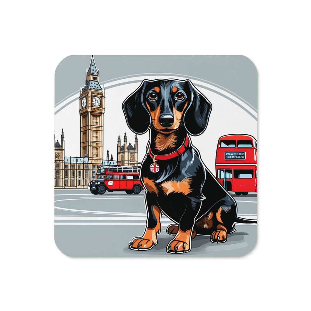 PugMug Custom Black Dachshund Coaster