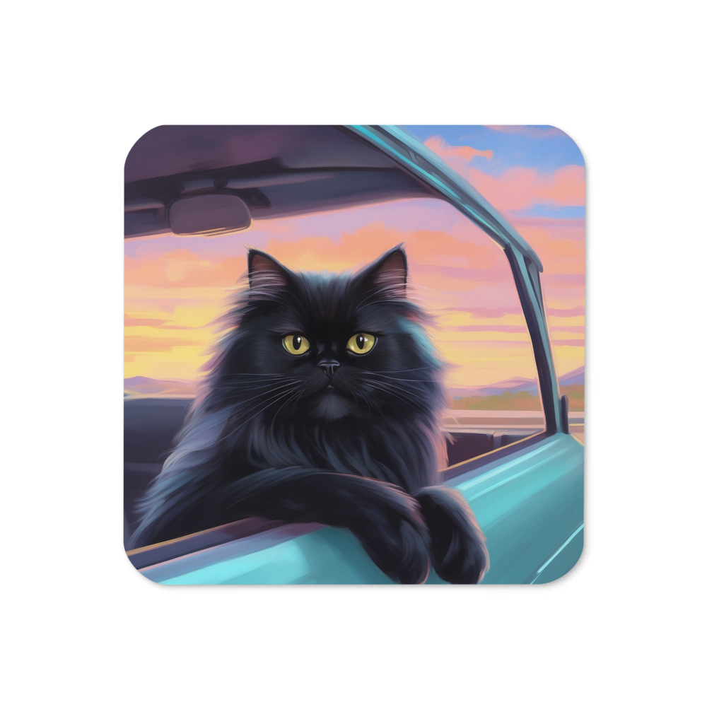 PugMug Custom Black Persian Cat Coaster