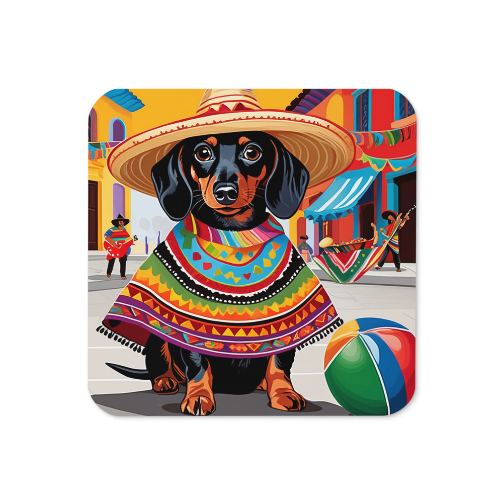 PugMug Custom Black Dachshund Coaster