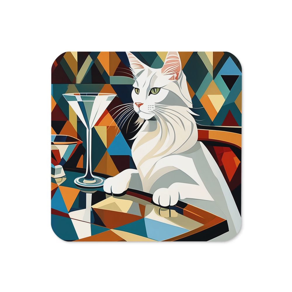 PugMug Custom White Maine Coon Cat Coaster