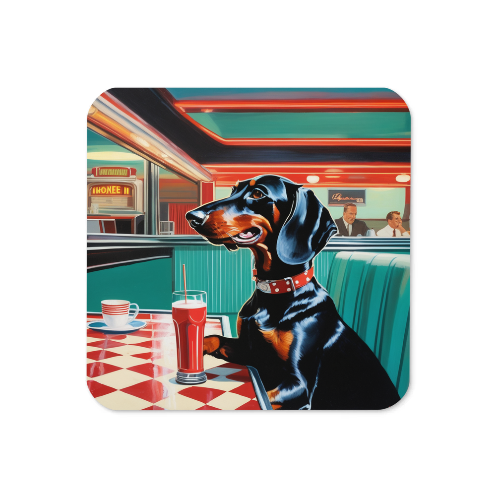 PugMug Custom Black Dachshund Coaster