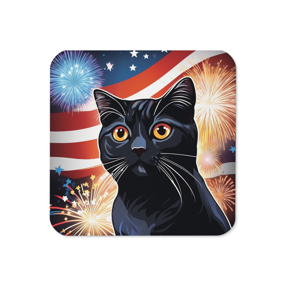 PugMug Custom Black Scottish Fold Cat Coaster