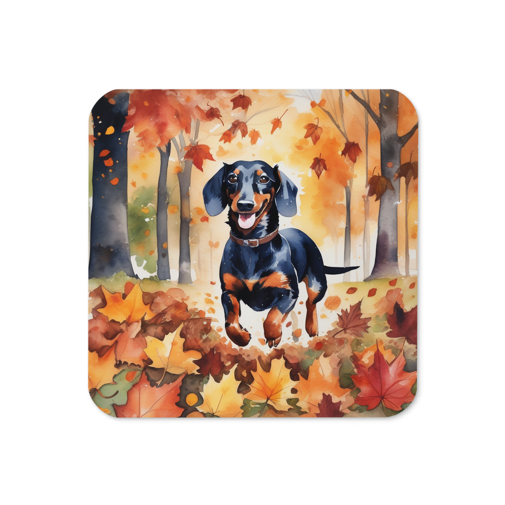 PugMug Custom Black Dachshund Coaster