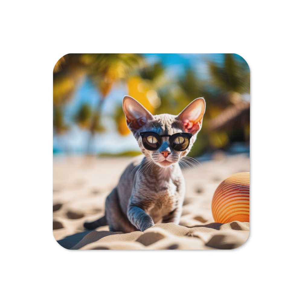 PugMug Custom Tabby Devon Rex Cat Coaster