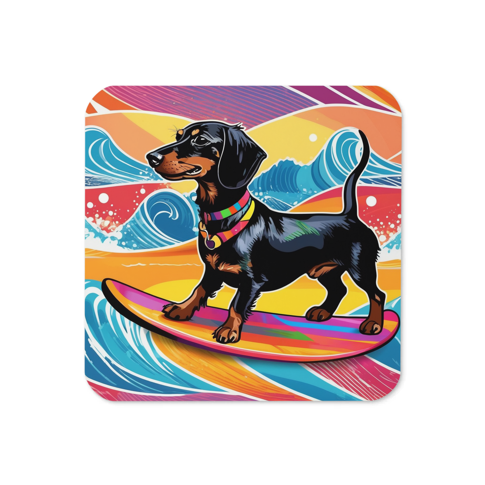 PugMug Custom Black Dachshund Coaster
