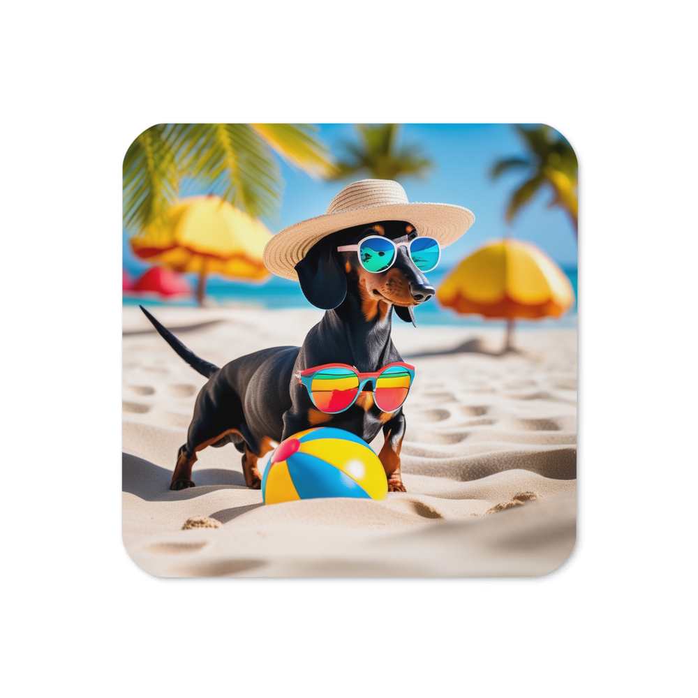PugMug Custom Black Dachshund Coaster