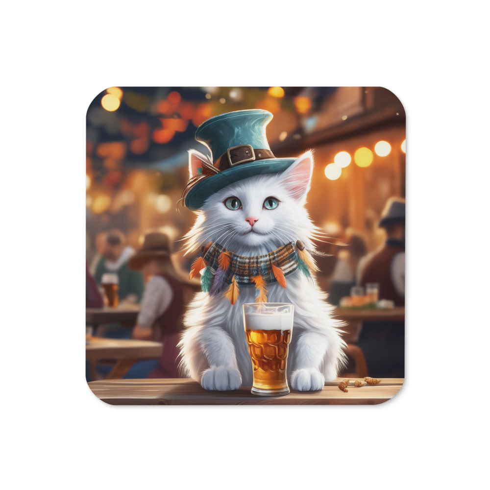 PugMug Custom White Companion Cat Coaster