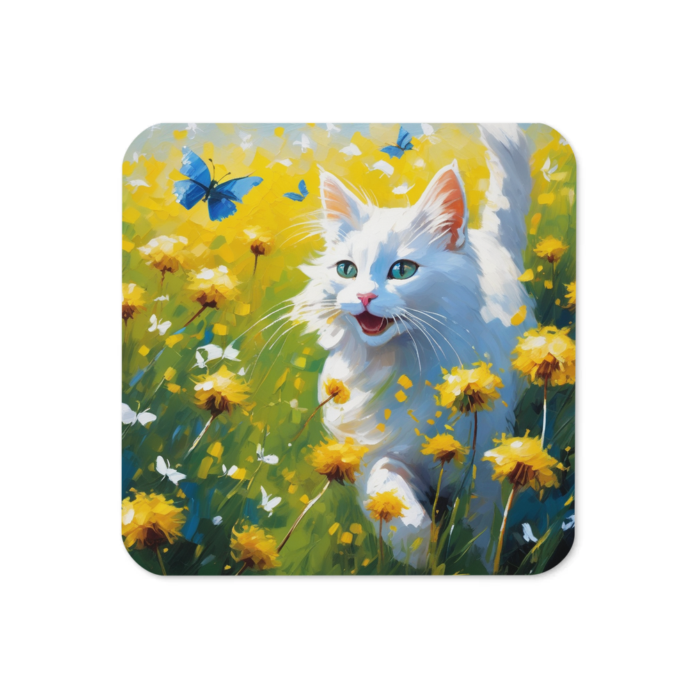 PugMug Custom White Companion Cat Coaster