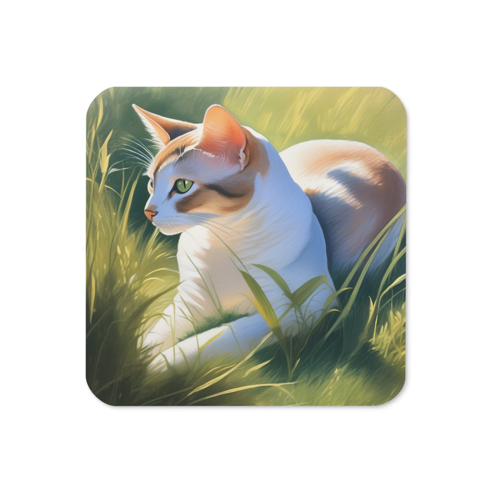 PugMug Custom White Abyssinian Cat Coaster