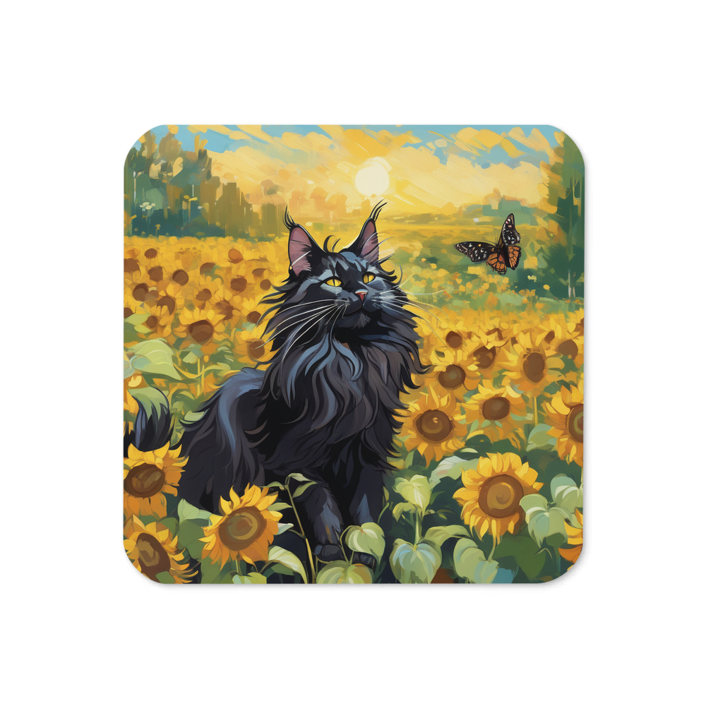 PugMug Custom Black Maine Coon Cat Coaster
