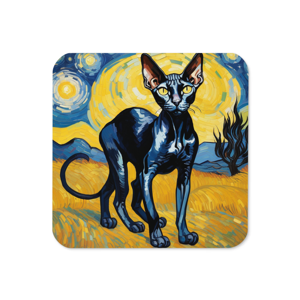 PugMug Custom Black Sphynx Cat Coaster