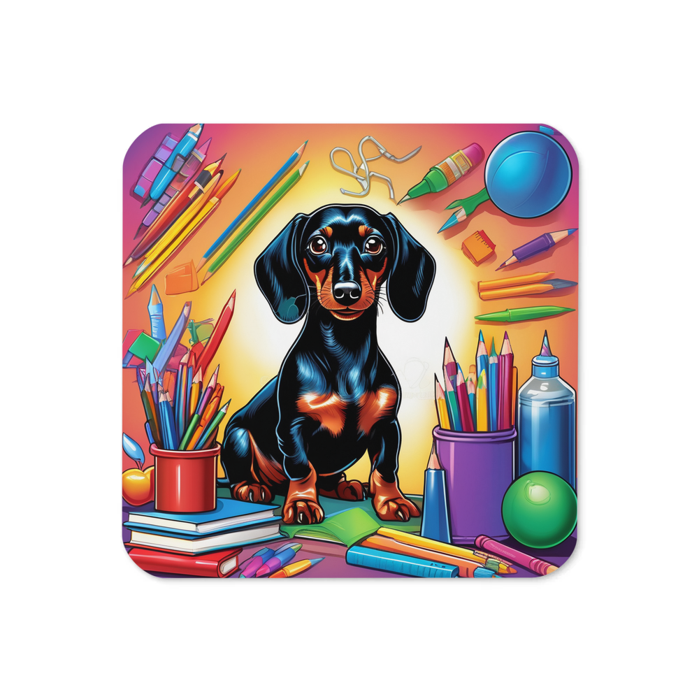 PugMug Custom Black Dachshund Coaster