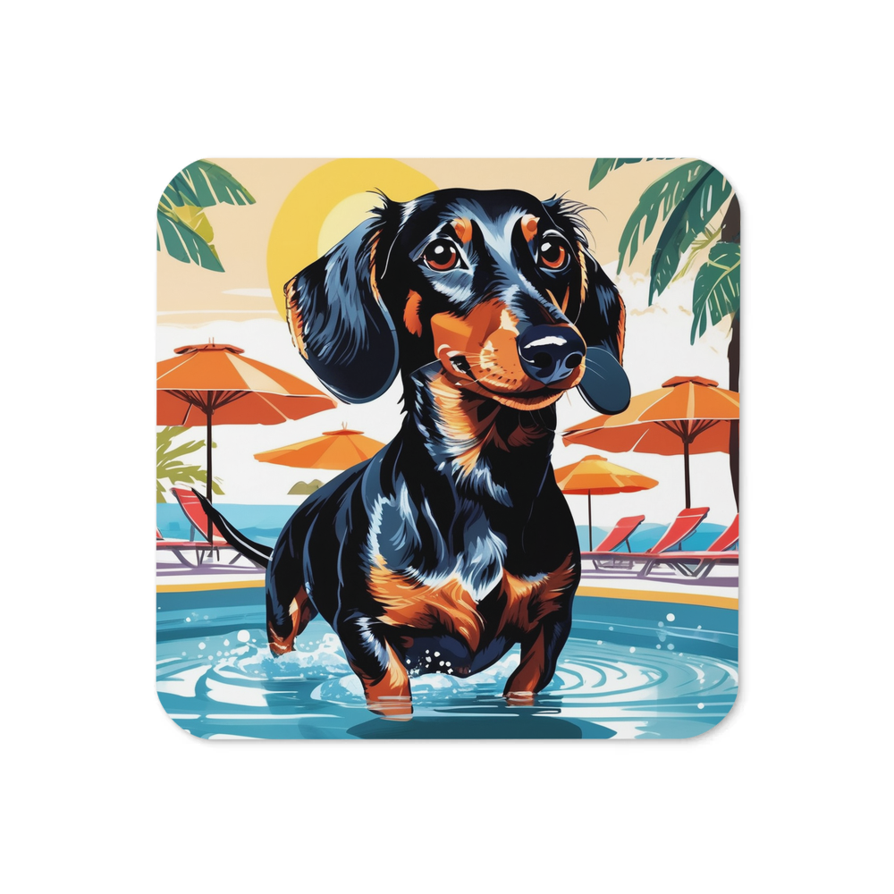 PugMug Custom Black Dachshund Coaster