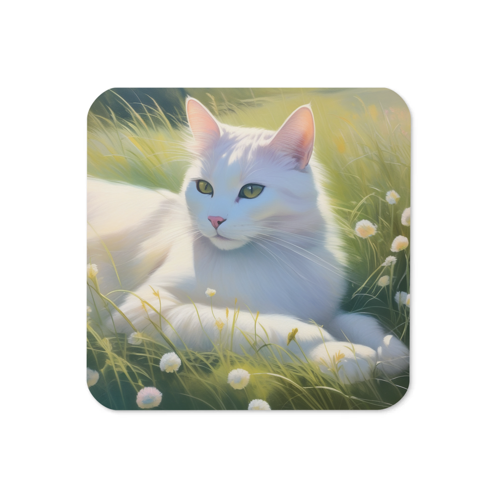 PugMug Custom White Companion Cat Coaster