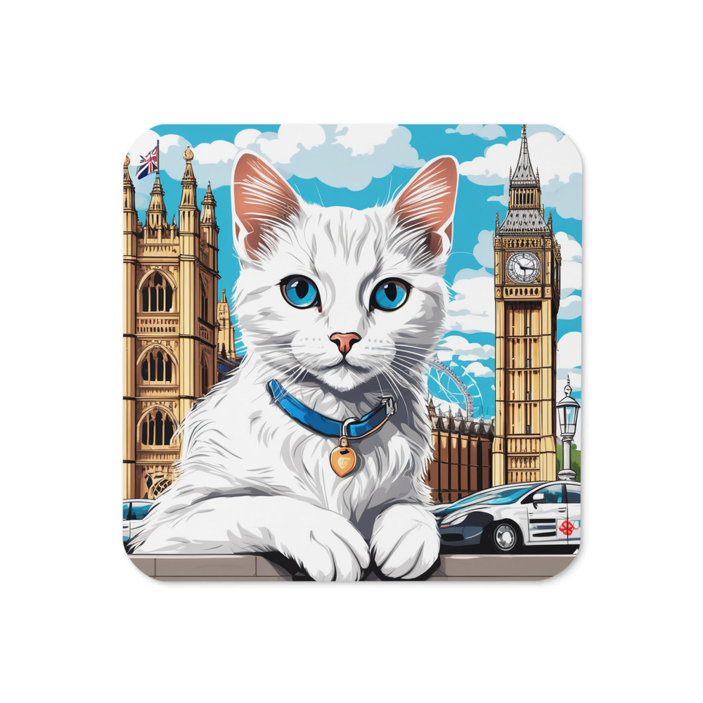 PugMug Custom White Companion Cat Coaster