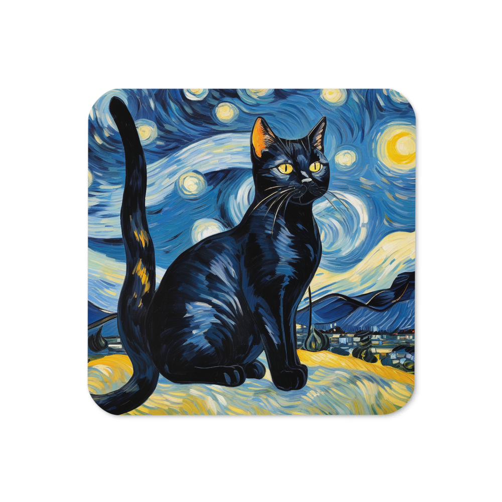 PugMug Custom Black American Shorthair Cat Coaster