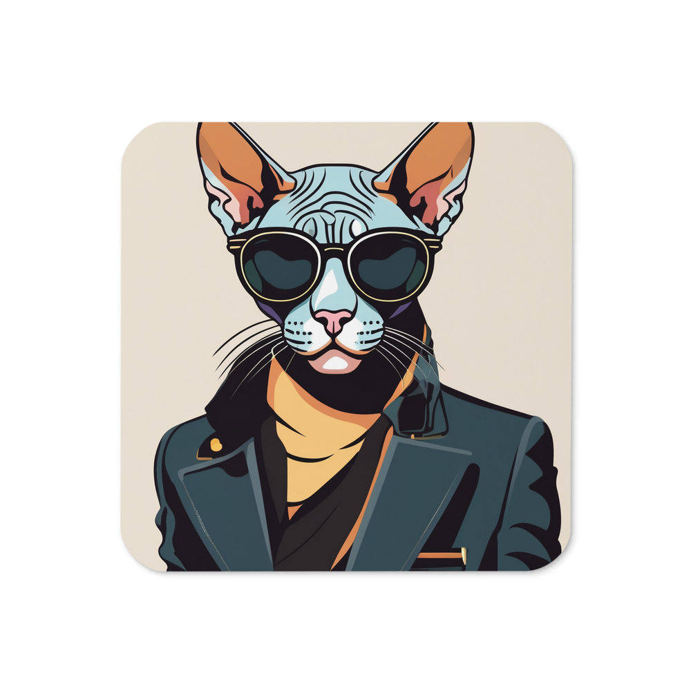 PugMug Custom Black Sphynx Cat Coaster