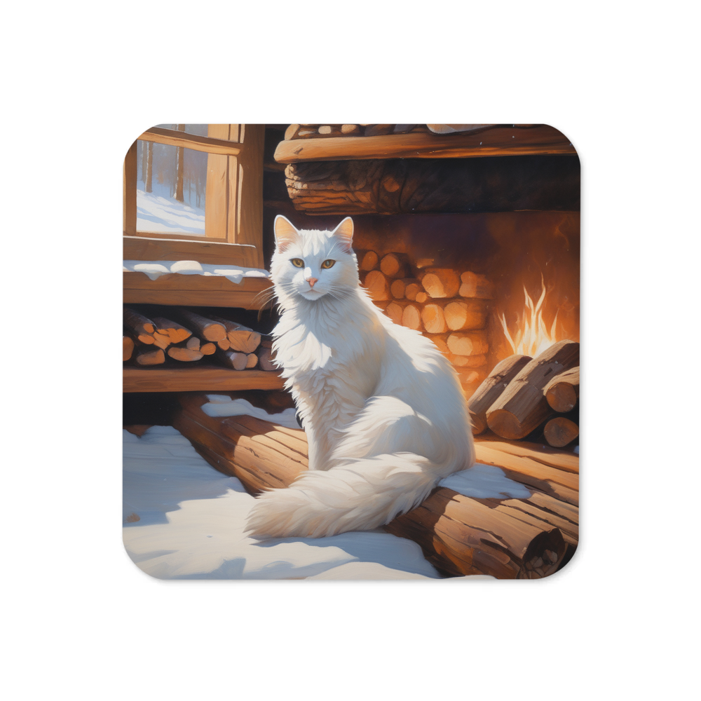 PugMug Custom White Companion Cat Coaster