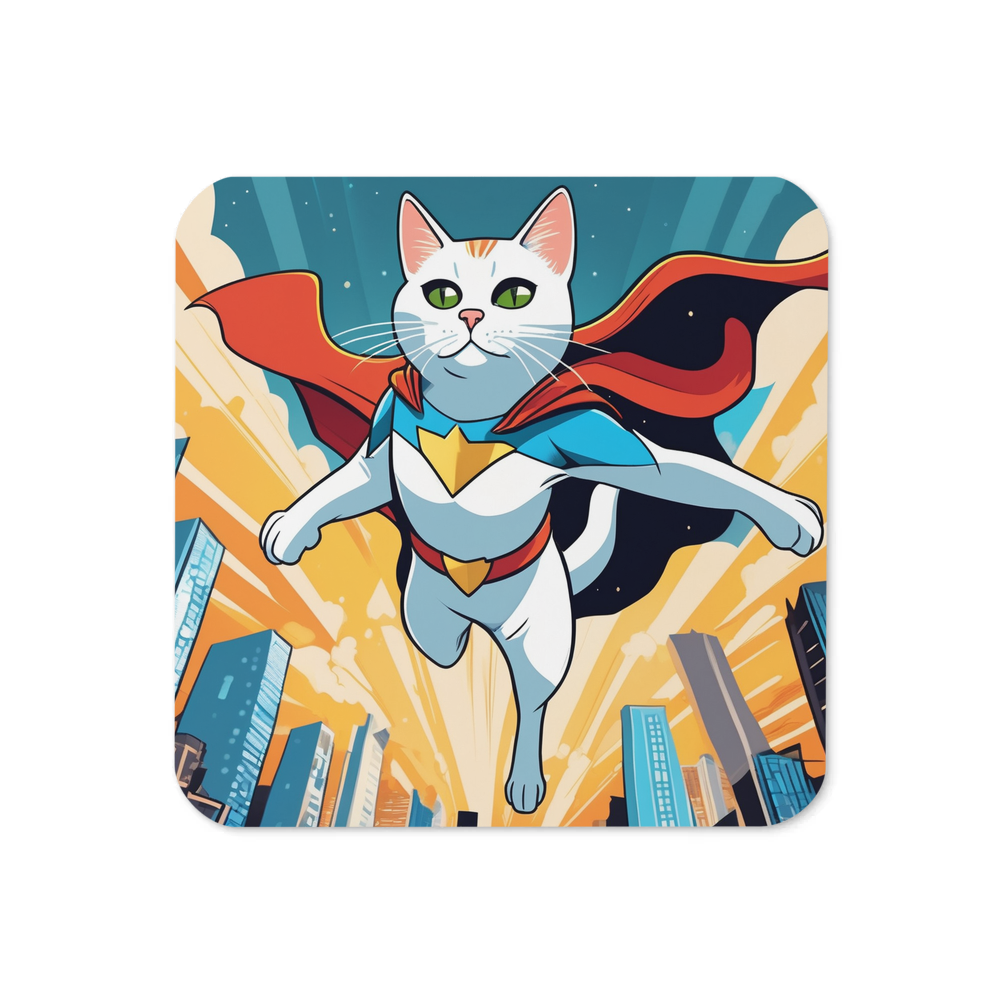 PugMug Custom White Companion Cat Coaster