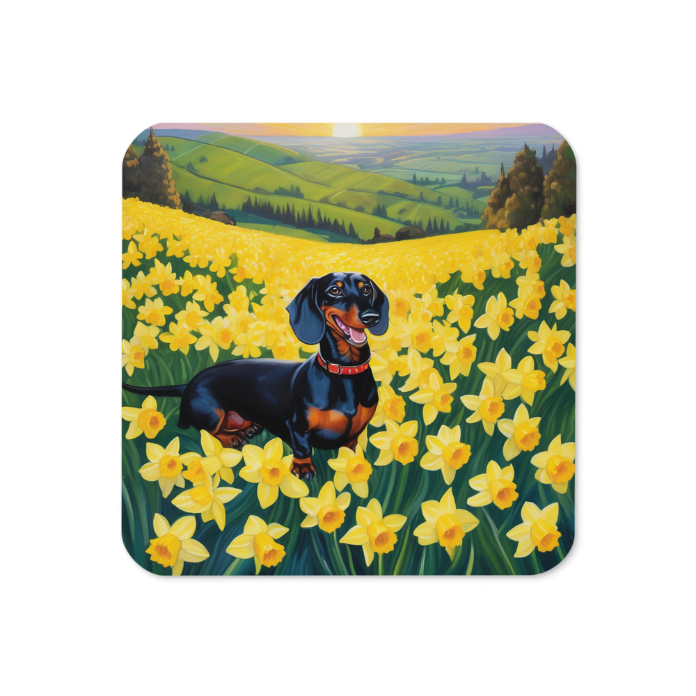 PugMug Custom Black Dachshund Coaster
